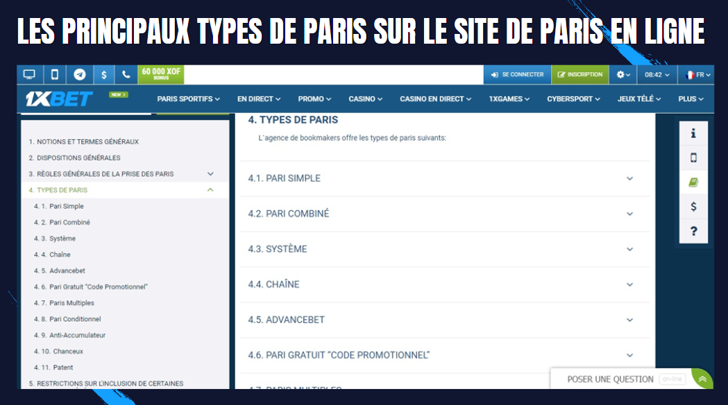 Les principaux types de paris sur le site de paris en ligne